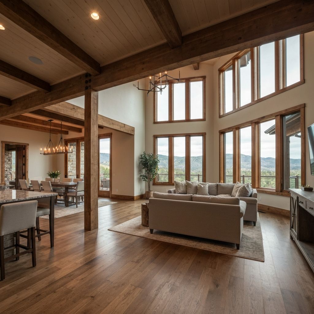 Modern renovated Colorado home interior with mountain views